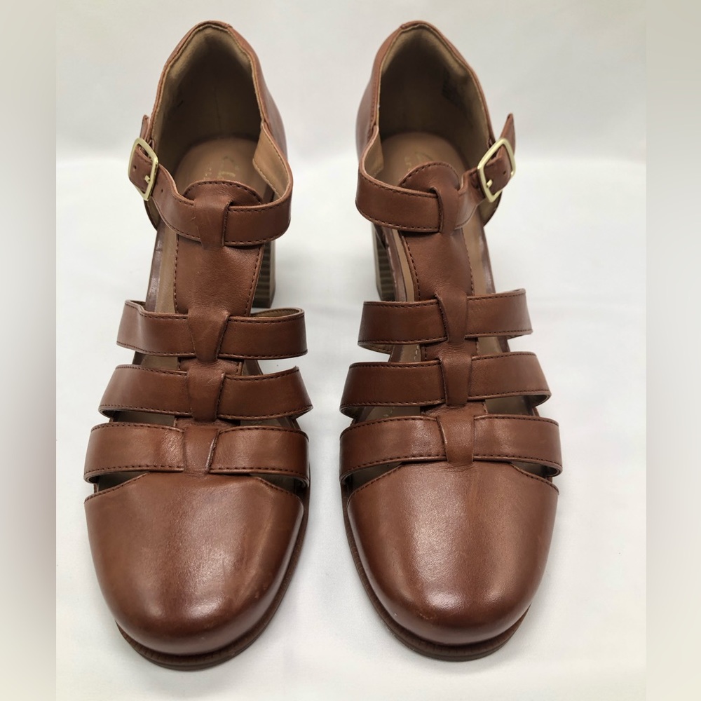 Clarks Artisan Sandals, Block Heel, Open Side, Br… - image 1